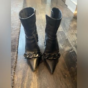 Michael Kors leather chain link accent booties
